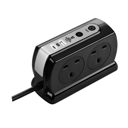 Masterplug SRGDSUAC2042PB 4 Socket 2M Surge+Switched Extension w USB A+C