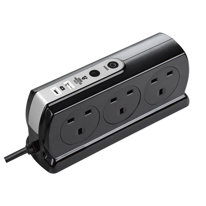 Masterplug SRGDSUAC2062PB 6 Socket 2M Surge+Switched Extension w USB A+C