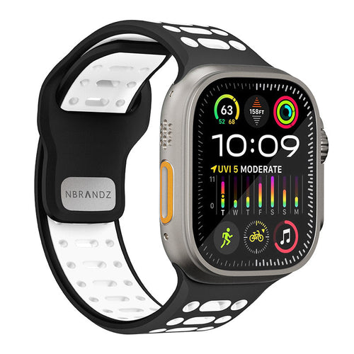 N.Brandz N-SB249-BW/Sport Apple Watch 1-10/SE Band 2 49/46/45/44/42mm (Black White)