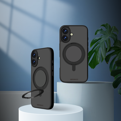N.Brandz iPhone 16 N-Mag360-IP1661-MB/MagClairo-Black 360 Rotated Stand Matt Black Case