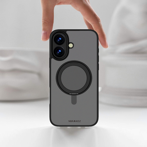 N.Brandz iPhone 16 N-Mag360-IP1661-MB/MagClairo-Black 360 Rotated Stand Matt Black Case