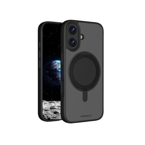 N.Brandz iPhone 16 N-Mag360-IP1661-MB/MagClairo-Black 360 Rotated Stand Matt Black Case