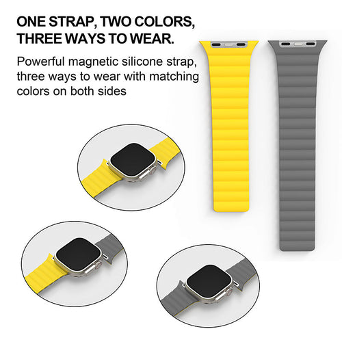 N.Brandz Urbanlife/N-WB49-LINKRE-YG/LINK 49mm/45mm/44mm/42mm-Yellow Grey Reversible Apple Watch Bands