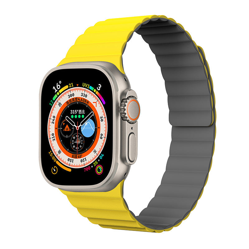 N.Brandz Urbanlife/N-WB49-LINKRE-YG/LINK 49mm/45mm/44mm/42mm-Yellow Grey Reversible Apple Watch Bands
