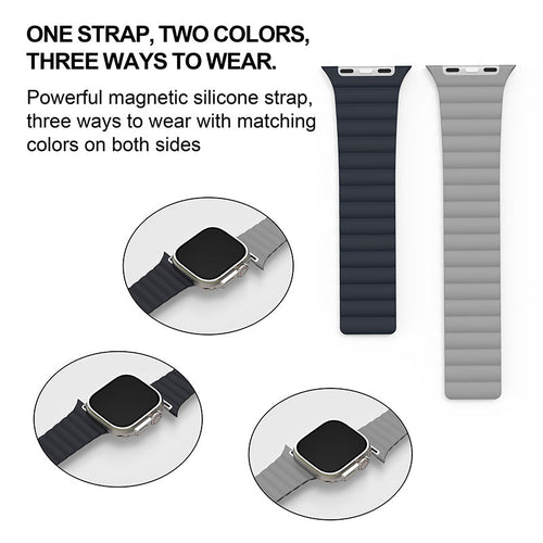 N.Brandz Urbanlife/N-WB49-LINKRE-MG/LINK 49mm/45mm/44mm/42mm-Midnight Grey Reversible Apple Watch Bands