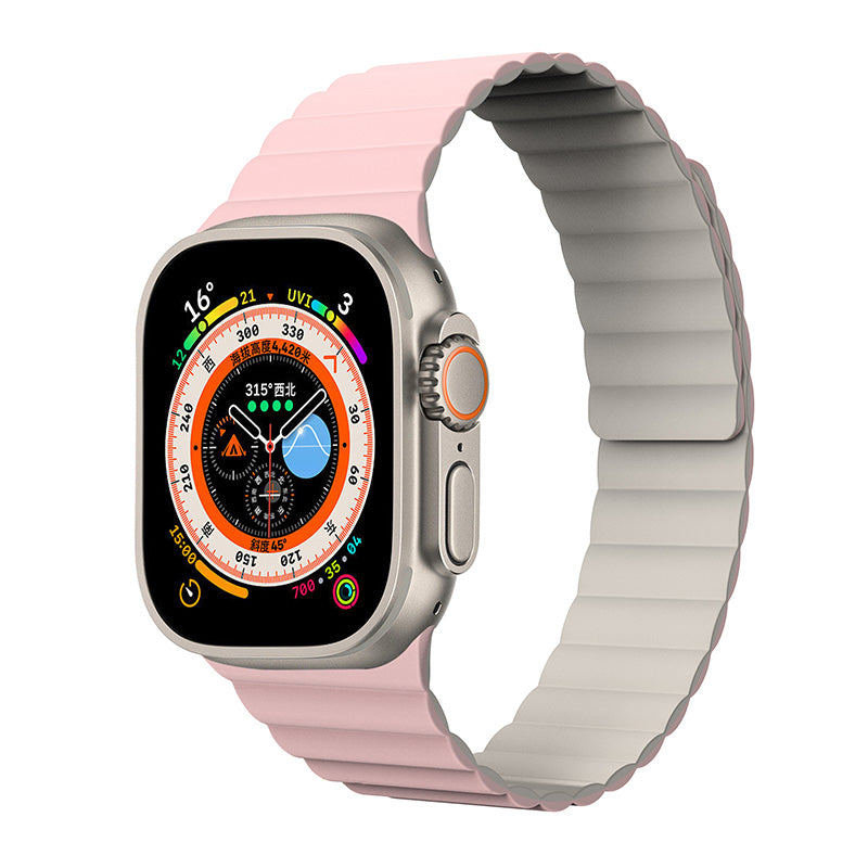 N.Brandz Urbanlife/N-WB49-LINKRE-PW/LINK 49mm/45mm/44mm/42mm-Pink White Reversible Apple Watch Bands