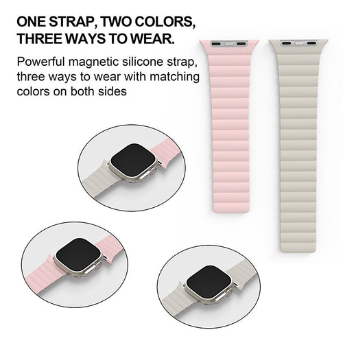 N.Brandz Urbanlife/N-WB49-LINKRE-PW/LINK 49mm/45mm/44mm/42mm-Pink White Reversible Apple Watch Bands
