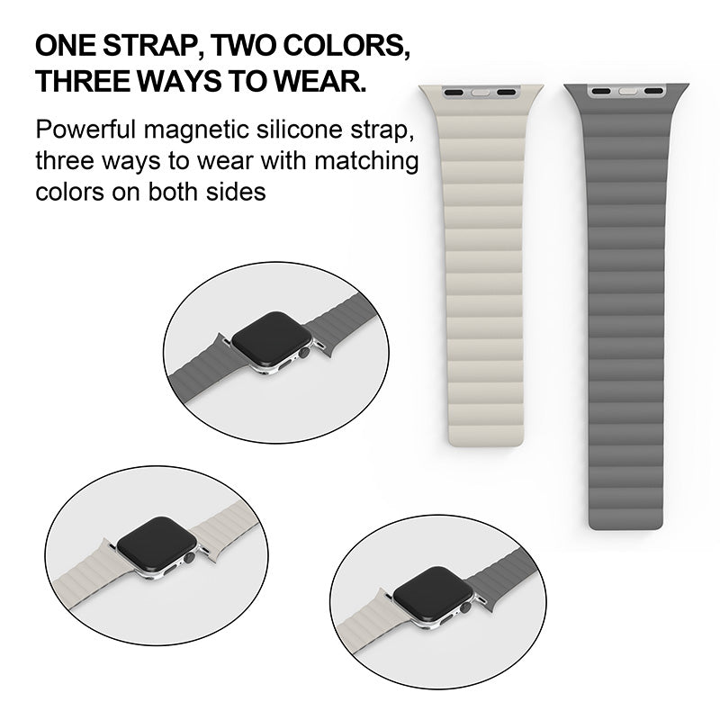 N.Brandz Urbanlife/N-WB41-LINKRE-WG/LINK 41mm/40mm/38mm-White Grey Reversible Apple Watch Bands