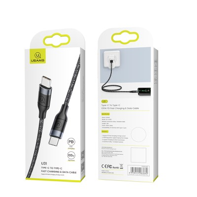 Usams US-SJ400 USB-C to USB-C 100W PD Charging Cable 5A 1.2M