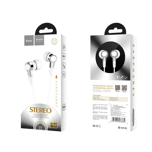 Hoco M52 Universal Wired Earphone With Mic (White)