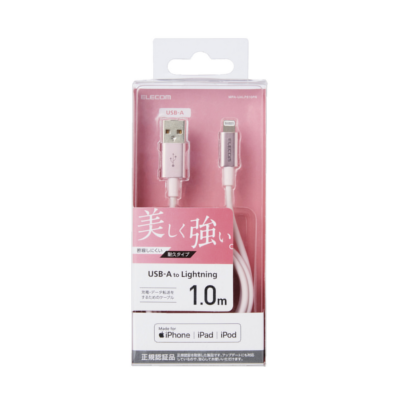 Elecom MPA-UALPS10 Durable Aluminium Connector 1m Lightning Cable (Pink)