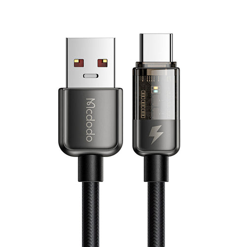 Mcdodo CA-3151 Auto Power Off 100W A-C Transparent Data Cable (1.8M) - Black