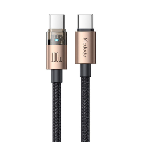 Mcdodo CA-5581 100W C-C Transparent Cable with Charge Light (1.2M) - Desert Titanium