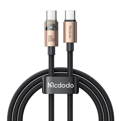 Mcdodo CA-5581 100W C-C Transparent Cable with Charge Light (1.2M) - Desert Titanium