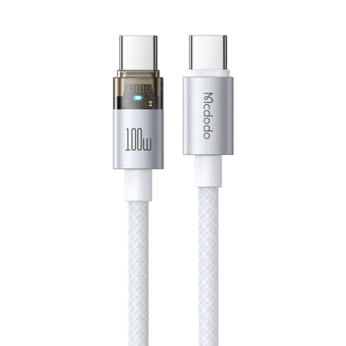 Mcdodo CA-5582 100W C-C Transparent Cable with Charge Light (1.2M) - White