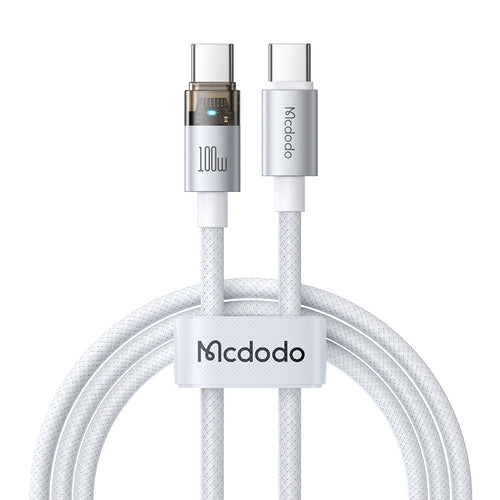 Mcdodo CA-5582 100W C-C Transparent Cable with Charge Light (1.2M) - White
