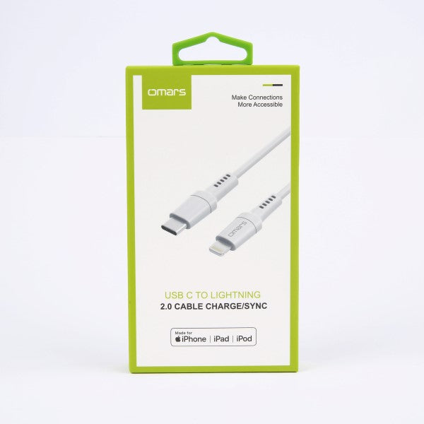 Omars OMCB006 USB-C to MFI Lightning Sync&Char Cable 1.2M (White)
