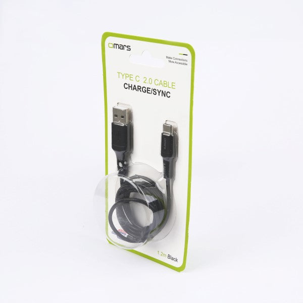 Omars OMCB002 USB-A to USB-C 3A Charging Cable 1.2M (Black)