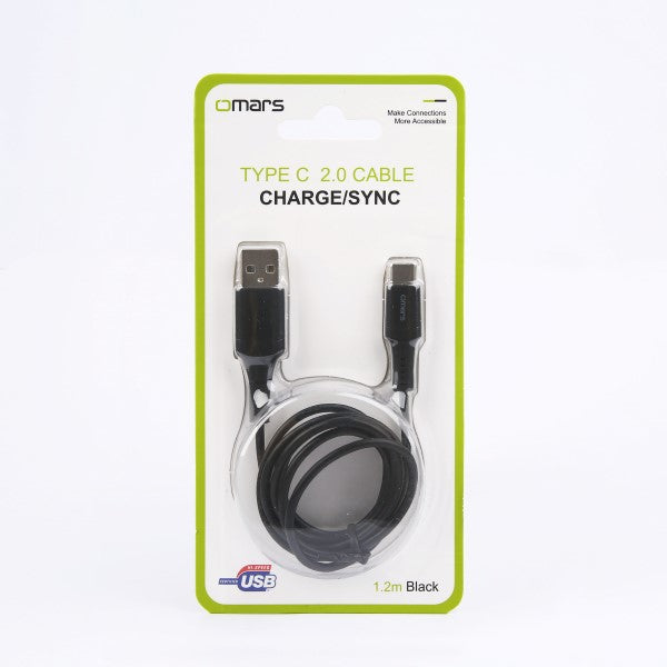 Omars OMCB002 USB-A to USB-C 3A Charging Cable 1.2M (Black)