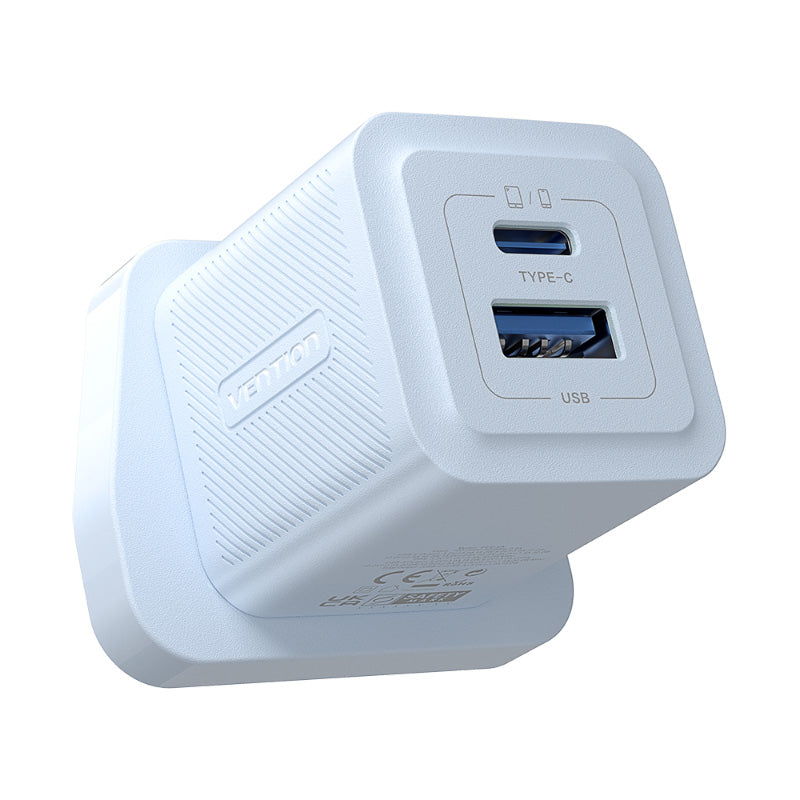 Vention FEQ-UK 2-Port USB (C + A) GaN Charger UK-Plug (Blue)