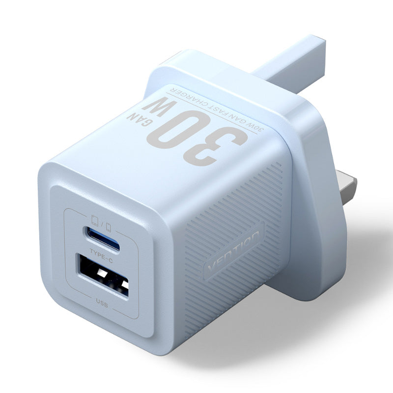 Vention FEQ-UK 2-Port USB (C + A) GaN Charger UK-Plug (Blue)