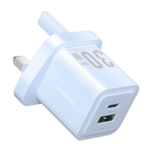 Vention FEQ-UK 2-Port USB (C + A) GaN Charger UK-Plug (Blue)