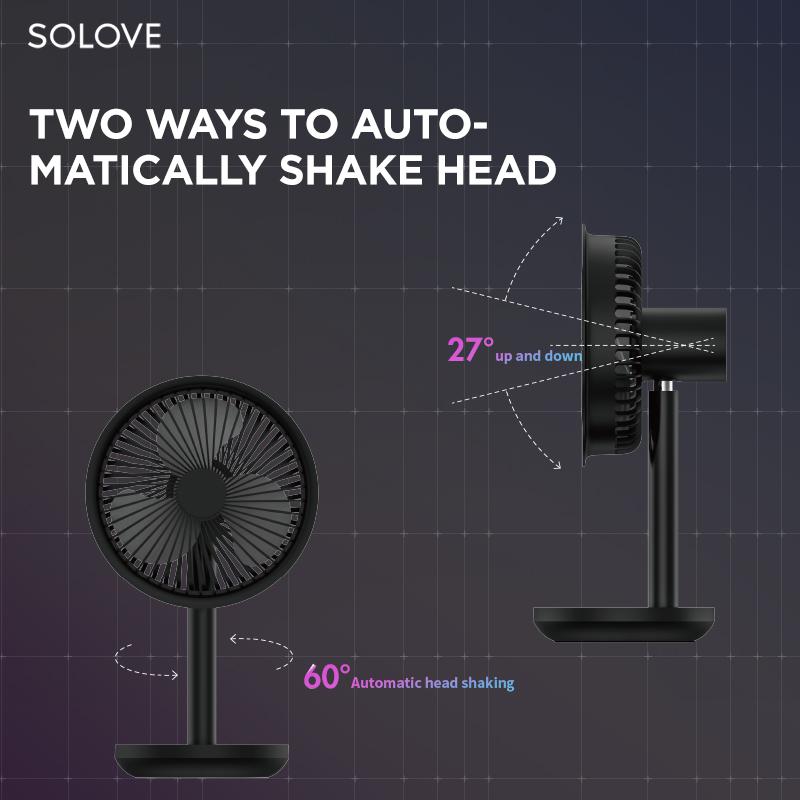 SoLove MI F5-Black Desktop Fan Rechargeable Battery Operated