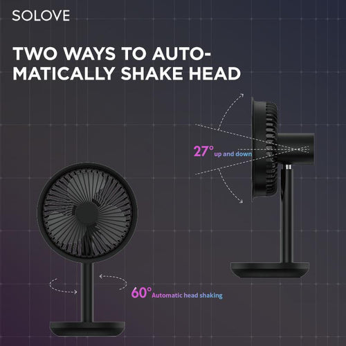 SoLove MI F5-Black Desktop Fan Rechargeable Battery Operated