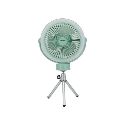 Valore Rechargeable Fan with Tripod & LED Light (LA31) - Green