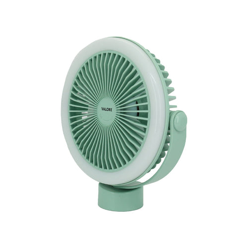 Valore Rechargeable Fan with Tripod & LED Light (LA31) - Green
