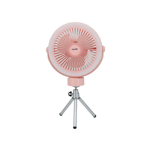 Valore Rechargeable Fan with Tripod & LED Light (LA31) - Pink