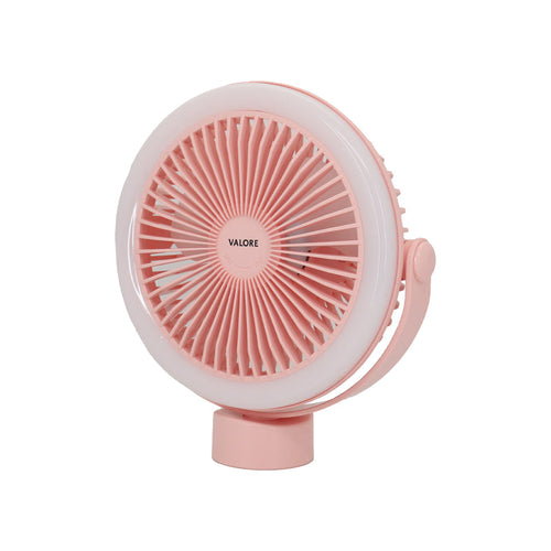 Valore Rechargeable Fan with Tripod & LED Light (LA31) - Pink