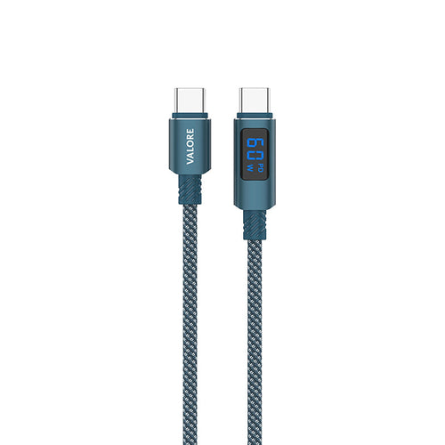 Valore Digital Display USB-C to USB-C PD 60W Charging Cable (MA180) - Blue