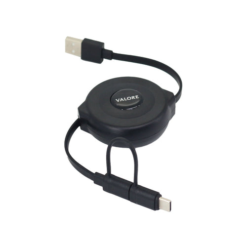Valore Retractable 2-In-1 USB-C + Micro USB Charging Cable (MA182)