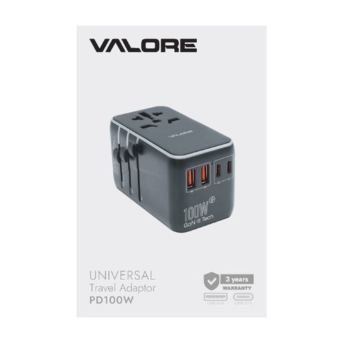 Valore PD100W Universal Travel Adaptor (AC187) - Black