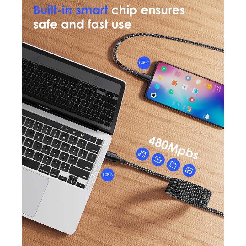 Valore CA-002 USB-A to USB-C Magnetic Cable (Black)