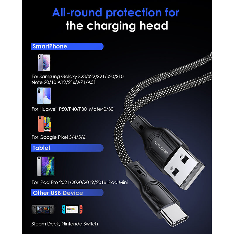 Valore CA-002 USB-A to USB-C Magnetic Cable (Black)