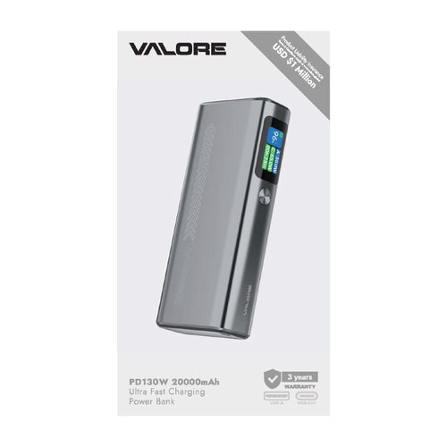 Valore 130W-PD 20,000mAh Powerbank (PD29) - Grey