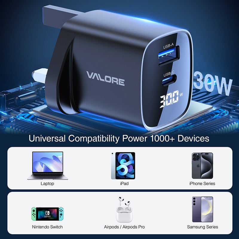 Valore PD30W GaN Wall Charger with Digital Display (PA-001)