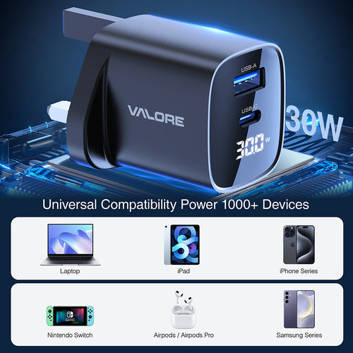 Valore PD30W GaN Wall Charger with Digital Display (PA-001)