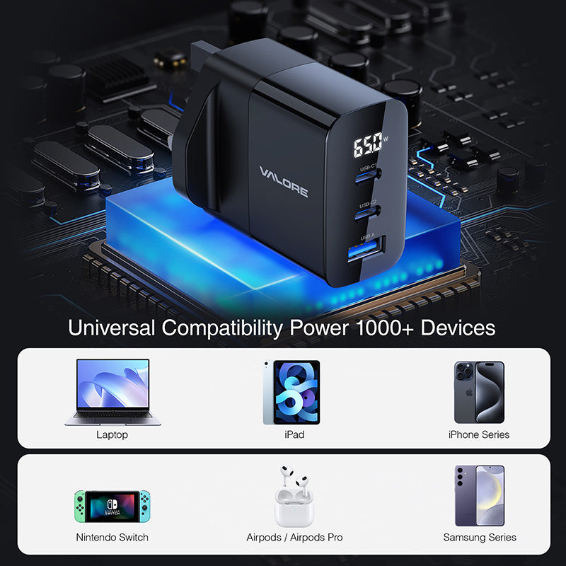 Valore PD65W GaN Wall Charger with Digital Display (PA-002)