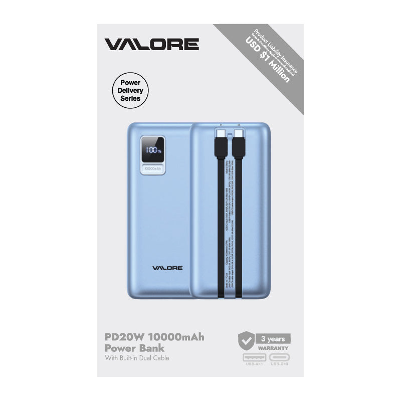 Valore PD20W 10,000mAh Power Bank (PD33) - Blue