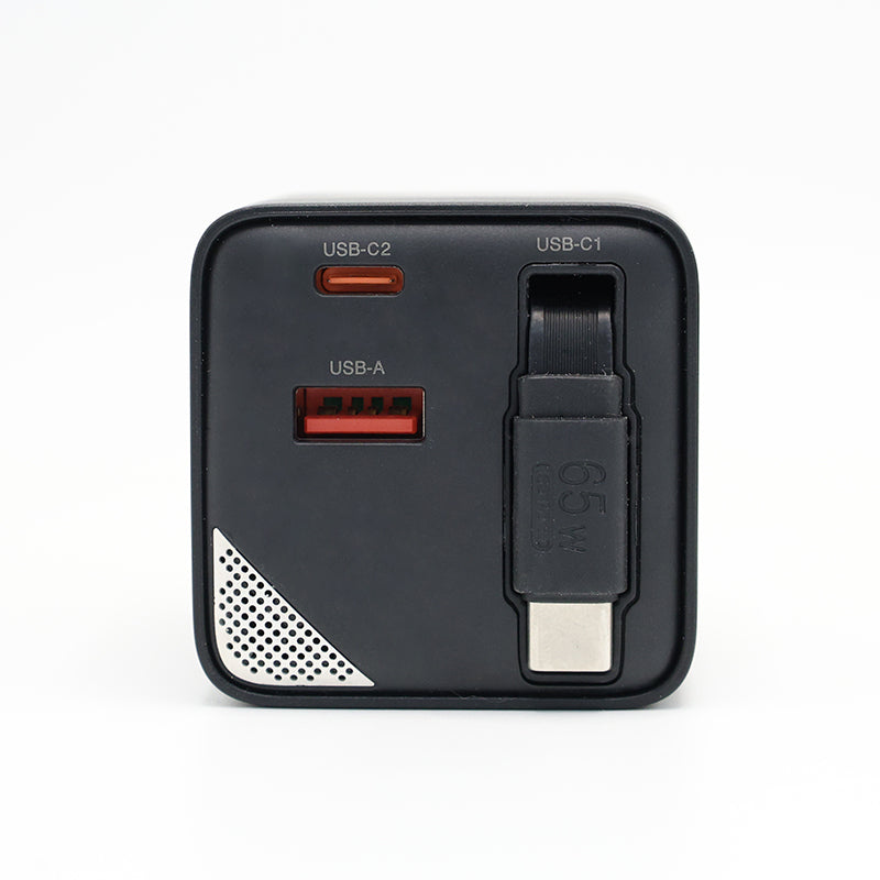 Valore PD65W GaN Wall Charger with Digital Display and Retractable Cable (PA-007)