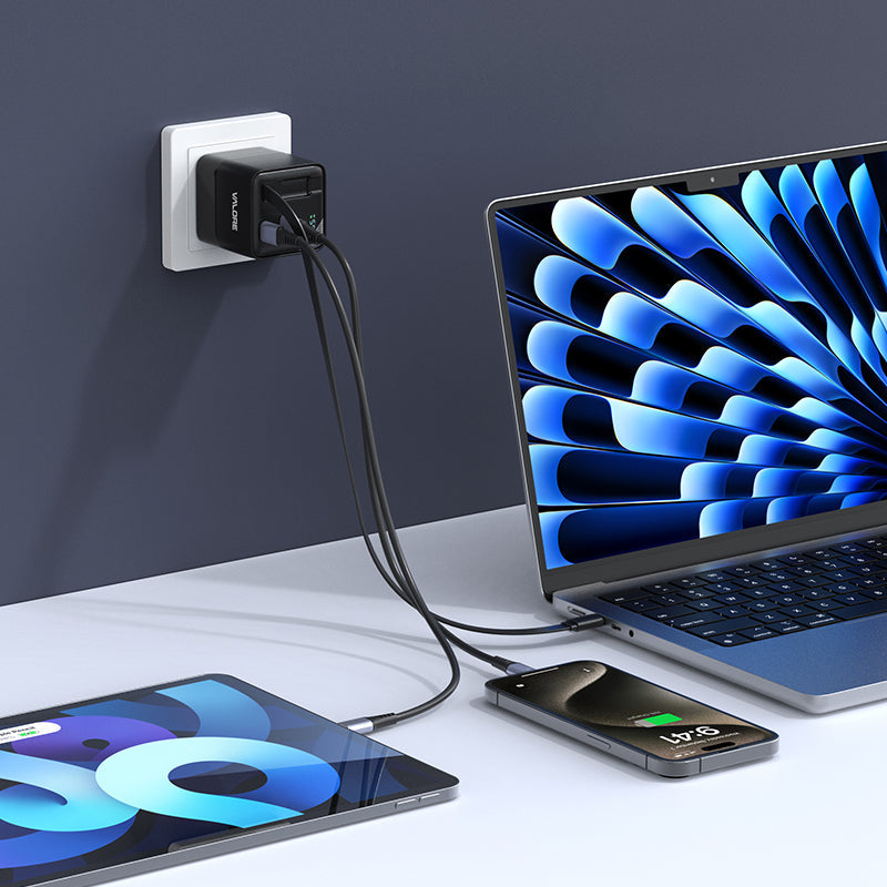 Valore PD65W GaN Wall Charger with Digital Display and Retractable Cable (PA-007)