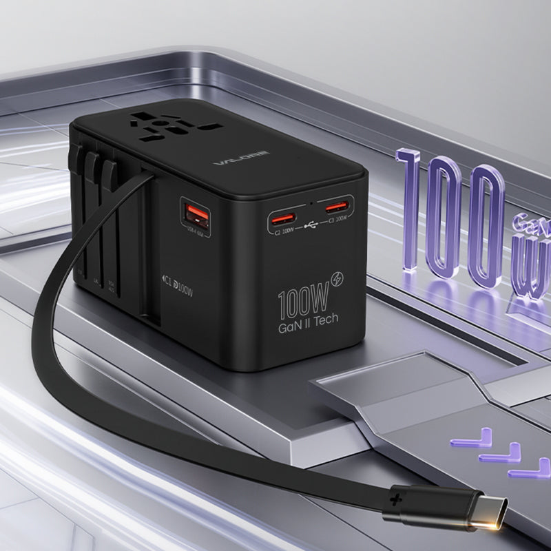 Valore PD100W Universal Travel Adaptor with Retractable Cable (UTA-003)