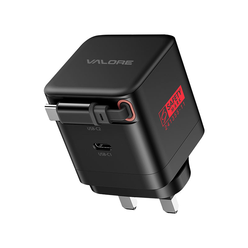 Valore PD65W GaN Wall Charger with Retractable Cable (PA-013)