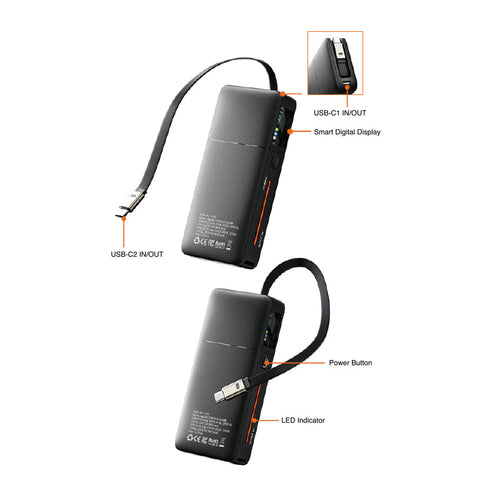 Valore PD42-BK PD45W 10000mAh Power Bank Black