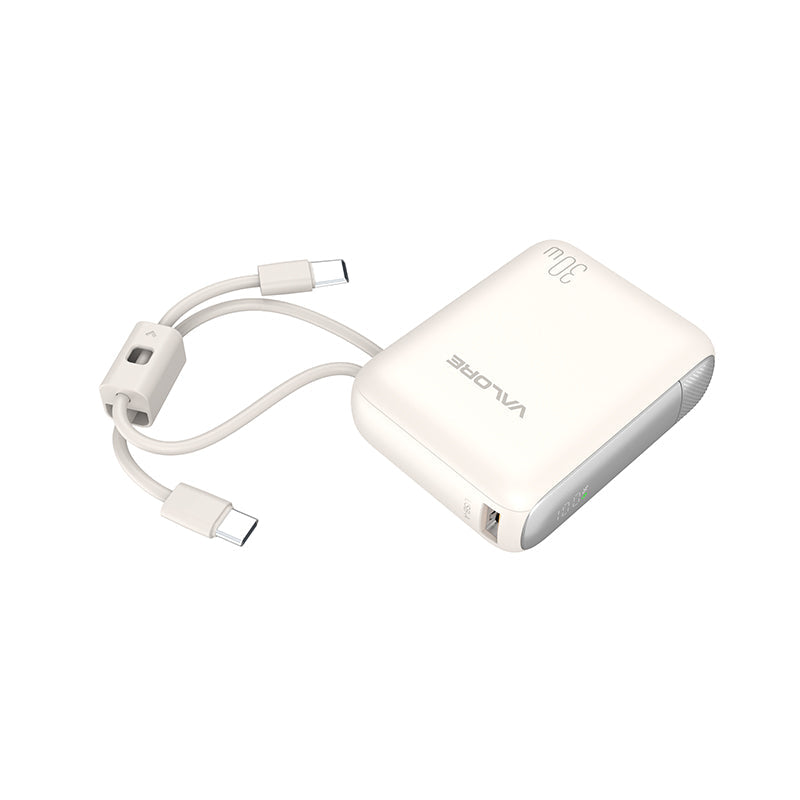 Valore PD30W 10000mAh 2C Cable Power Bank (PD43) - Beige