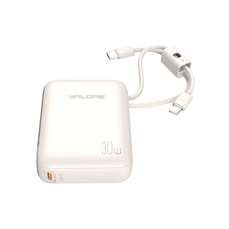 Valore PD30W 10000mAh 2C Cable Power Bank (PD43) - Beige