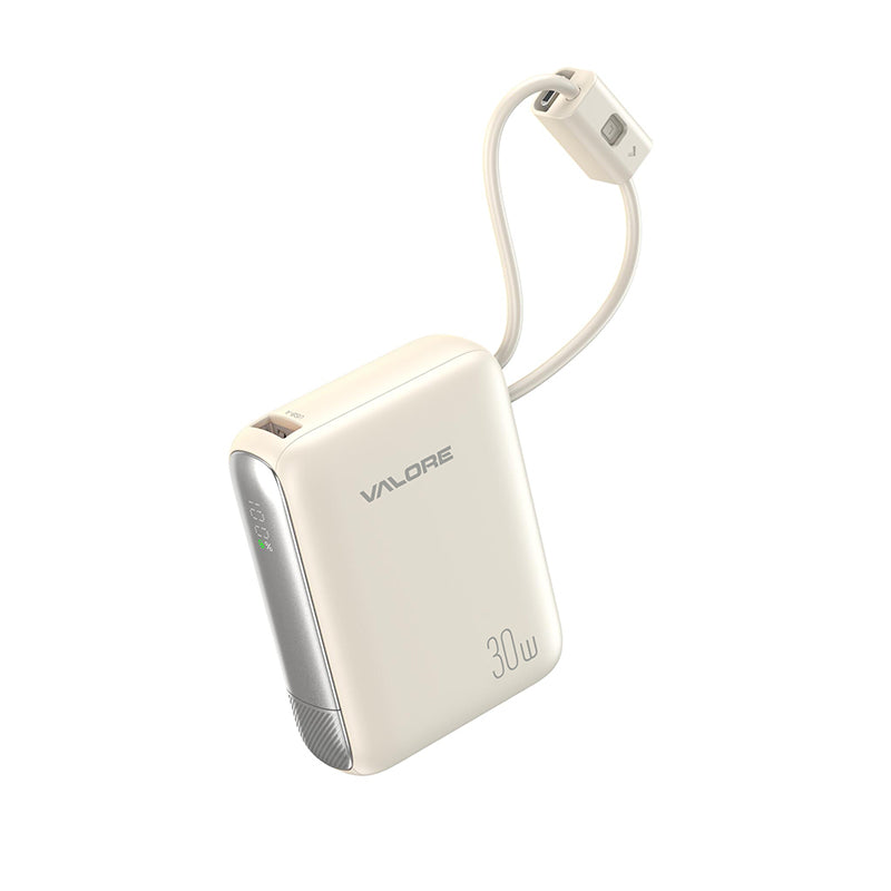 Valore PD43-BEIGE PD30W 10,000mAh 2C Cable Power Bank